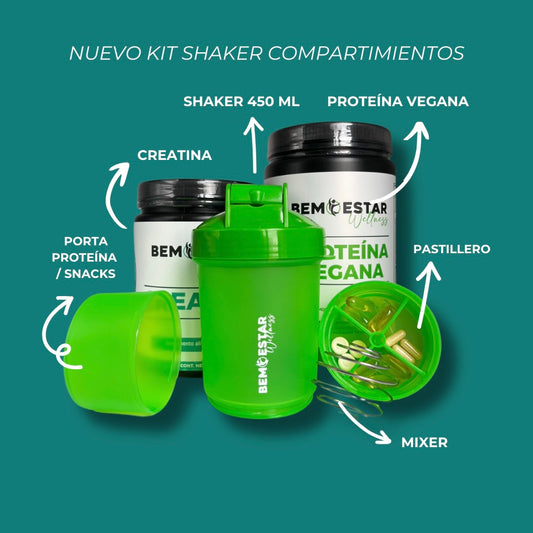 NUEVO KIT DE SUPLEMENTOS + SHAKER COMPARTIMIENTOS DE REGALO