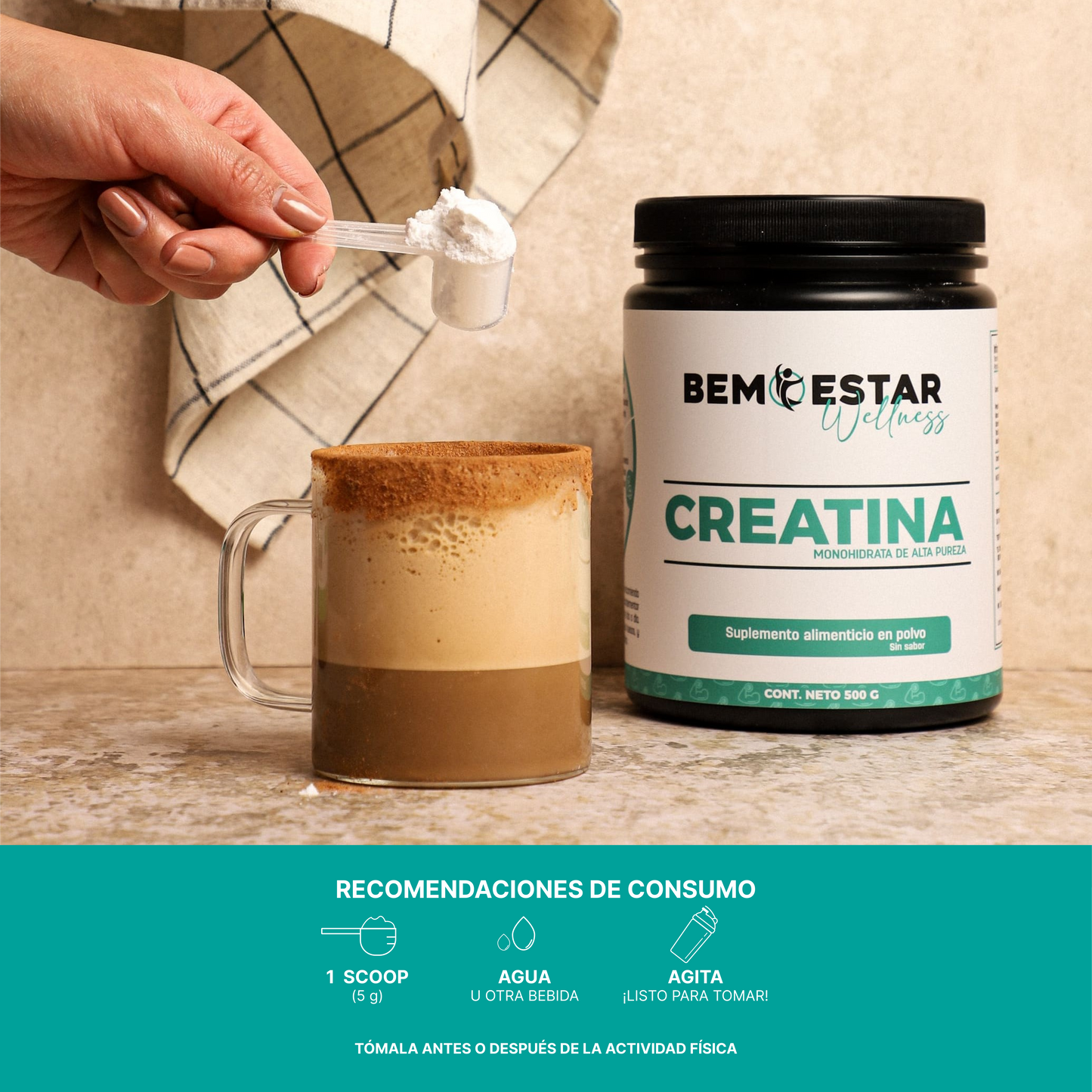 Creatina Monohidratada de Alta Pureza Bemestar Wellness 500 g