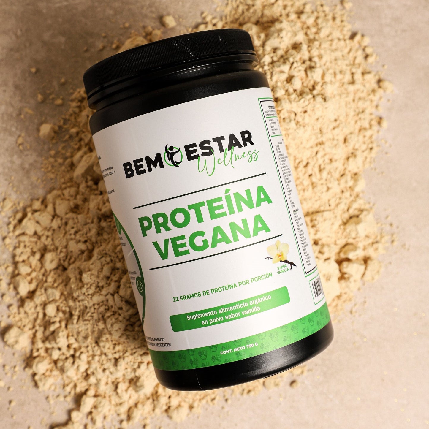 Proteína Vegana de Arroz y Chícharo Sabor Vainilla Bemestar Wellness 750 g