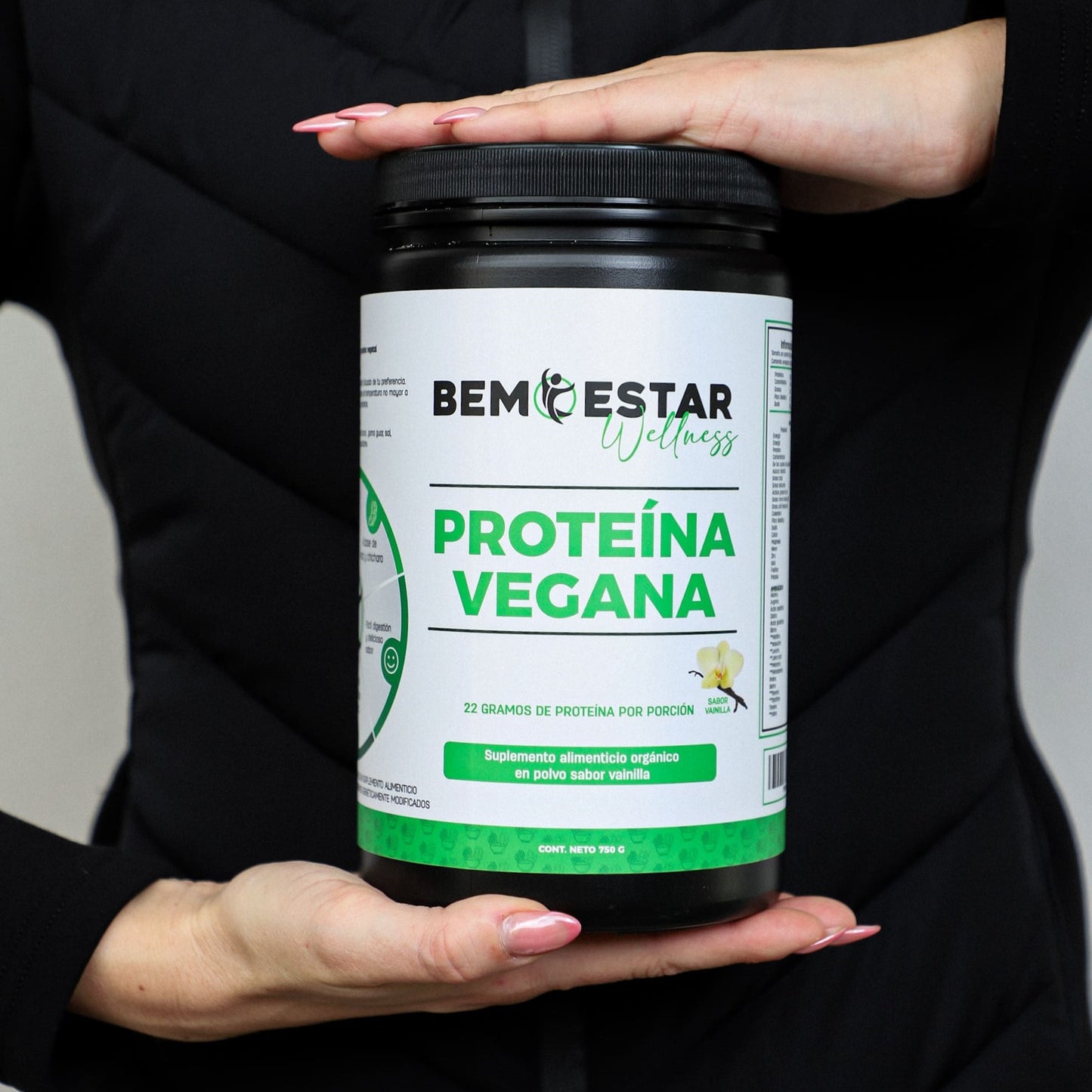 Proteína Vegana de Arroz y Chícharo Sabor Vainilla Bemestar Wellness 750 g