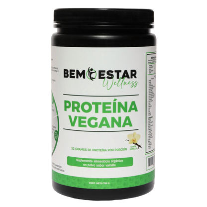 Proteína Vegana de Arroz y Chícharo Sabor Vainilla Bemestar Wellness 750 g