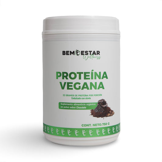 Proteína Vegana de Arroz y Chícharo Sabor Chocolate Bemestar Wellness 750 g